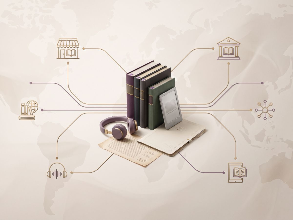 Printed books and publishing materials representing FKB Publishing Solutions' international production and distribution work