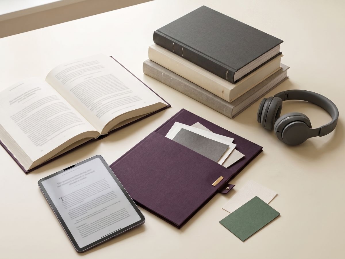 Printed books and publishing materials representing FKB Publishing Solutions' international production and distribution work